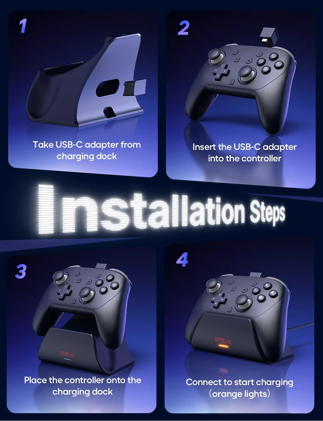 Alt view image 6 of 7 - Charging Dock for Nintendo Switch 2 Pro Controller | LED Indicator and Pin-Contact Precision, Portable Fashion Charging Station (Only for Official Switch 2 Pro Controller)
