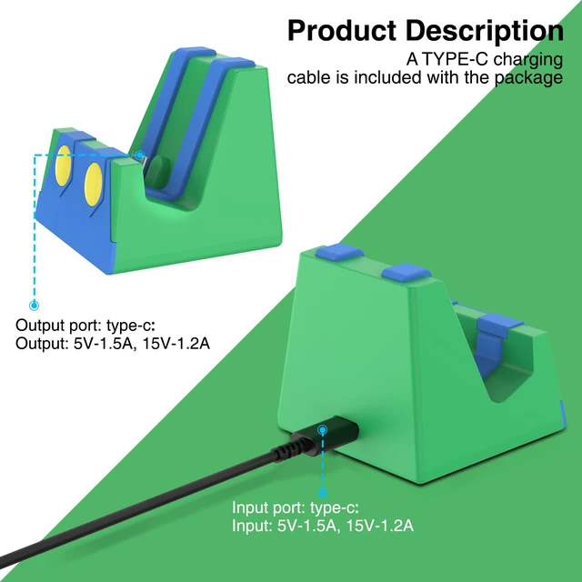 Alt view image 5 of 7 - Switch Charging Dock for Switch/Switch Lite/Switch OLED, Portable Switch Charging Base Stand with Type C Port,Replacement Compatible with Official Switch Charger Stand