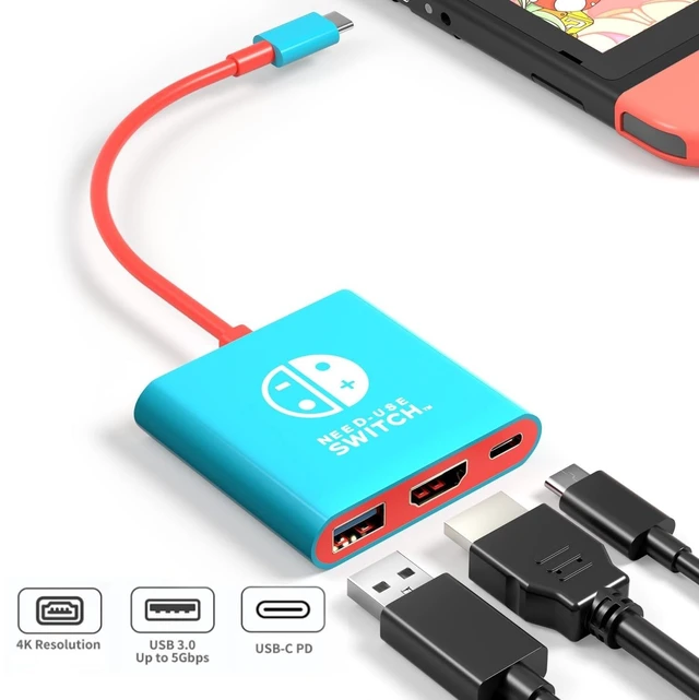 Alt view image 2 of 6 - Switch Dock for Nintendo Switch 1&2 Portable Tv Docking Station | Switch TV Adapter Travel Dock with USB3.0 Port