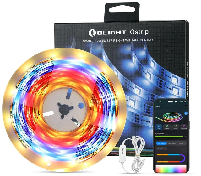 Main image of Ostrip 16.4ft RGB LED Strip Light, Smart App Control, Music Sync, DIY Color Modes, for Bedroom, Gaming, TV, Home Decor