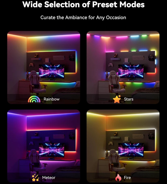Alt view image 3 of 7 - COB LED Strip Lights Pro, UL-Listed RGB Smart IC Chasing Color Addressable COB LED Tape Light, Music Sync Flexible RGB LED Lights, Smart Strip Light, for Party, Bedroom, Color Changing, 20ft