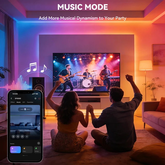 Alt view image 5 of 7 - COB LED Strip Lights Pro, UL-Listed RGB Smart IC Chasing Color Addressable COB LED Tape Light, Music Sync Flexible RGB LED Lights, Smart Strip Light, for Party, Bedroom, Color Changing, 20ft