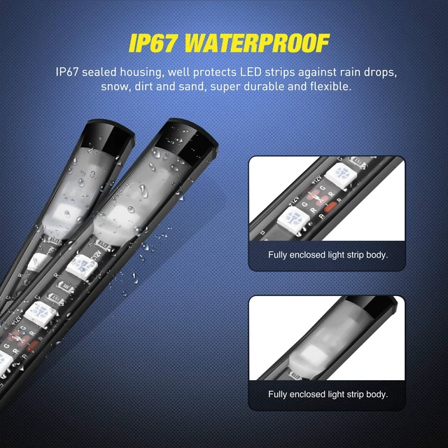 Alt view image 3 of 7 - TL-31 2PCS 60Inch RGB Truck Bed Light Strip Kit 180 LED RF Remote Control with On Off Switch Blade Fuse 2Way Splitter Extension Cable for Cargo Pickup Truck SUV RV Boat, 2 Years Warranty