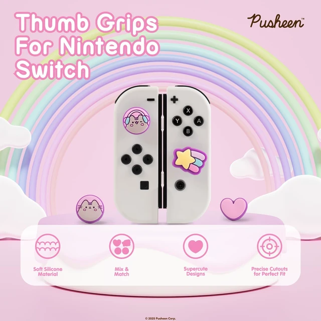 Alt view image 2 of 7 - Pusheen the Cat Thumb Grips - Gamer Girl Series Silicone Soft Caps | Compatible with Nintendo Switch OLED & Switch Lite, Soft Silicone Anti-Slip Joystick Grip Caps, Thumb Stick Covers