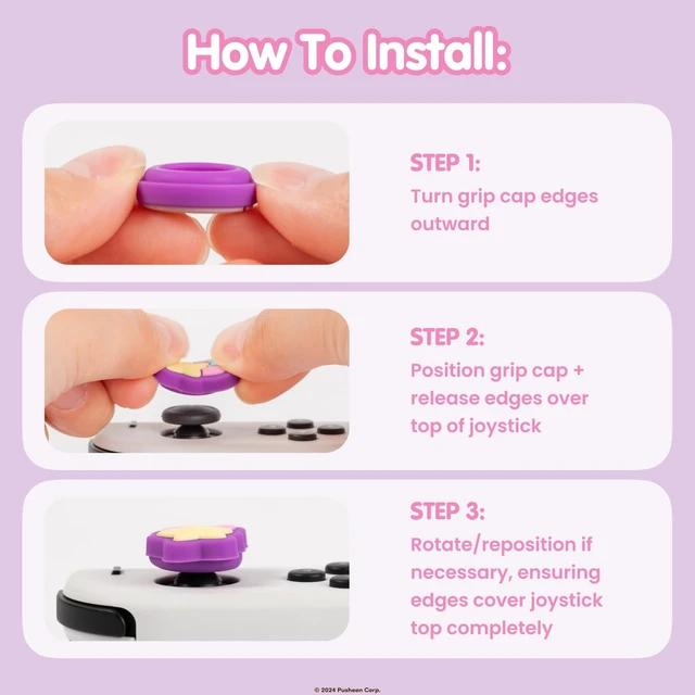 Alt view image 5 of 7 - Pusheen the Cat Thumb Grips - Gamer Girl Series Silicone Soft Caps | Compatible with Nintendo Switch OLED & Switch Lite, Soft Silicone Anti-Slip Joystick Grip Caps, Thumb Stick Covers