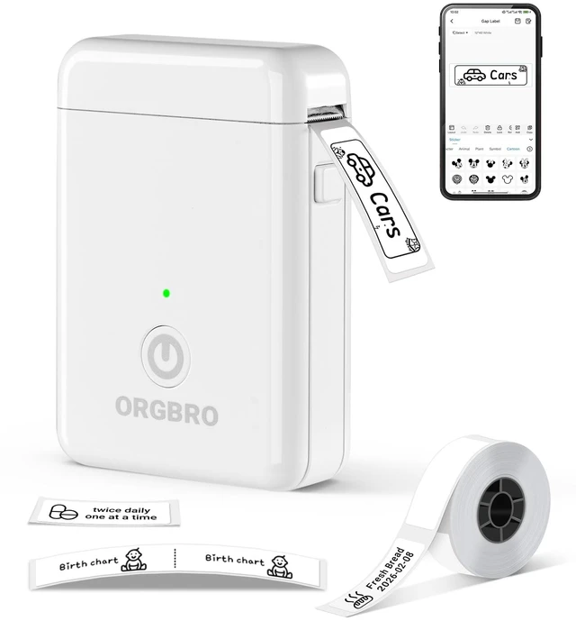 Main image of Label Maker Machine with Tape, X1 Bluetooth Mini Label Printer | Fits Pre-Cut & Continuous Waterproof Label, Rich Templates APP, Inkless, Portable Sticker Maker, for School, Home, Office