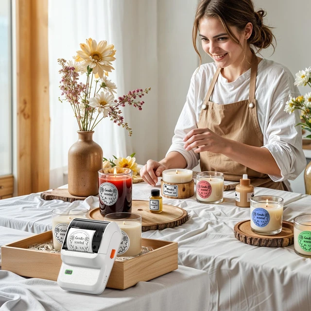 Alt view image 5 of 7 - Label Maker Machine with Tapes,Address Label Maker Output 0.78''-2'' Paper, M100 Thermal Label Maker with 1000 Icons, Bluetooth Label Printer for Small Business,Home Use,Kitchen,Name Tag,School,White