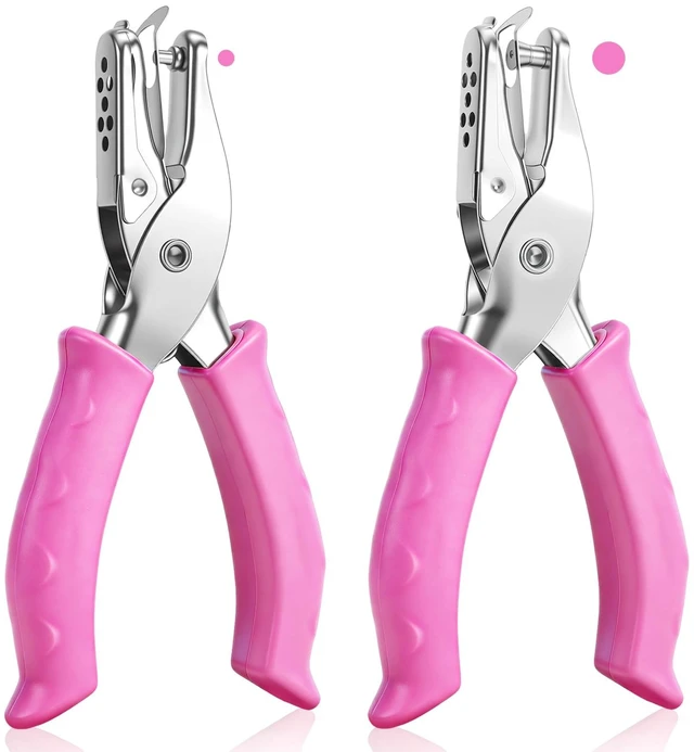 Main image of 2 PCS Single Hole Punch, 1/4" and 1/8" Hole Puncher with Pink Soft Grip | Small Hole Punch, Handheld Small Circle Paper Punch for Crafts, Scrapbooks, Tags, Tickets in Home, Office and Classroom