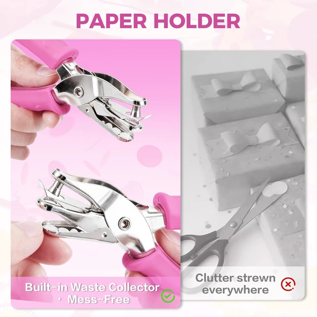 Alt view image 4 of 7 - 2 PCS Single Hole Punch, 1/4" and 1/8" Hole Puncher with Pink Soft Grip | Small Hole Punch, Handheld Small Circle Paper Punch for Crafts, Scrapbooks, Tags, Tickets in Home, Office and Classroom