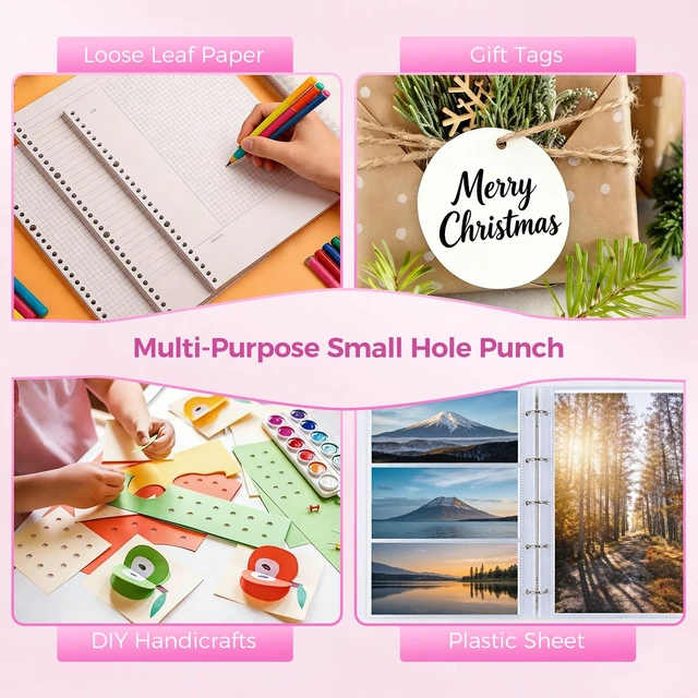 Alt view image 7 of 7 - 2 PCS Single Hole Punch, 1/4" and 1/8" Hole Puncher with Pink Soft Grip | Small Hole Punch, Handheld Small Circle Paper Punch for Crafts, Scrapbooks, Tags, Tickets in Home, Office and Classroom