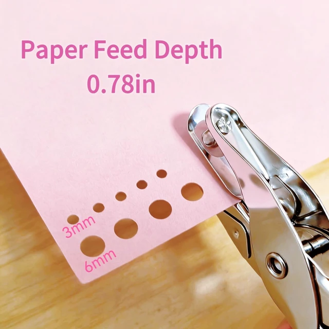 Alt view image 6 of 7 - 2 PCS Single Hole Punch, 1/4" and 1/8" Hole Puncher with Pink Soft Grip | Small Hole Punch, Handheld Small Circle Paper Punch for Crafts, Scrapbooks, Tags, Tickets in Home, Office and Classroom