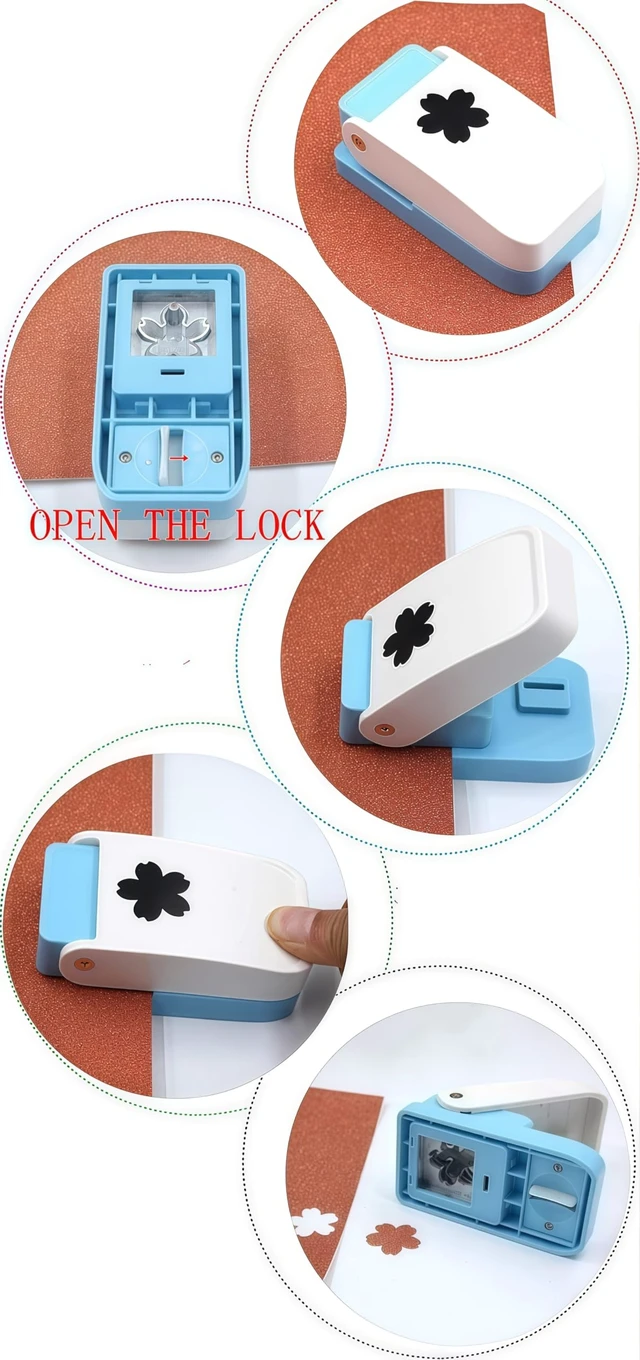 Alt view image 5 of 7 - 1X0.8inch Rectangular Postage Stamp Punch Ware Rectangle Craft Lever Punch Handmade Paper Punch for Crafting Scrapbooking Cards,DIY Cards Making Color by Random
