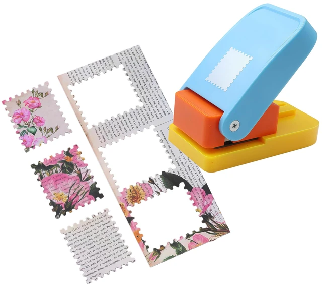 Alt view image 7 of 7 - 1X0.8inch Rectangular Postage Stamp Punch Ware Rectangle Craft Lever Punch Handmade Paper Punch for Crafting Scrapbooking Cards,DIY Cards Making Color by Random