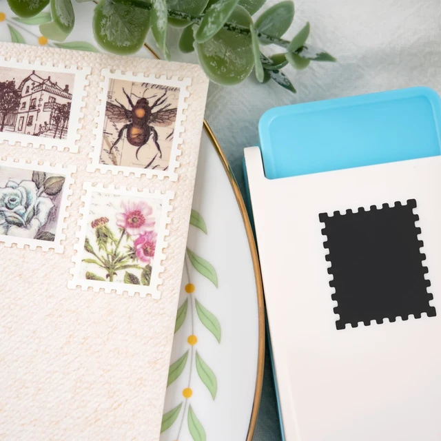 Alt view image 6 of 7 - Stamp Punch, Stamp Puncher, 1X0.8inch Rectangular Postage Stamps Punches, Lever Paper Punches for Crafting,Craft Cutter Hole Puncher for Scrapbooking Journaling Card Making