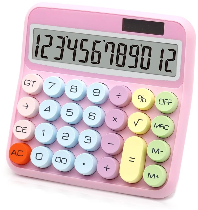 Main image of Pink Calculator, Solar Calculators Desktop, Big Button Calculator for Desk | Large Button Calculator with Large LCD Display, Powered by two Modes, Pink Desk Accessories for Offices, Schools and Homes