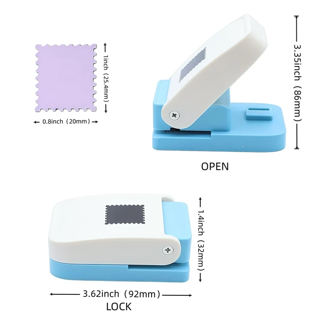 Alt view image 3 of 7 - 1X0.8inch Rectangular Postage Stamp Punch Ware Rectangle Craft Lever Punch Handmade Paper Punch for Crafting Scrapbooking Cards,DIY Cards Making Colour by Random