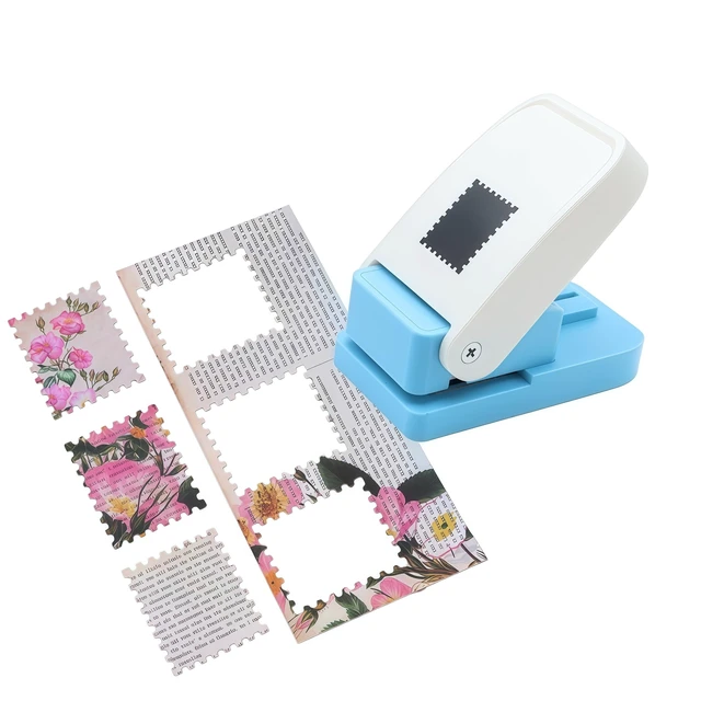 Alt view image 6 of 7 - 1X0.8inch Rectangular Postage Stamp Punch Ware Rectangle Craft Lever Punch Handmade Paper Punch for Crafting Scrapbooking Cards,DIY Cards Making Colour by Random