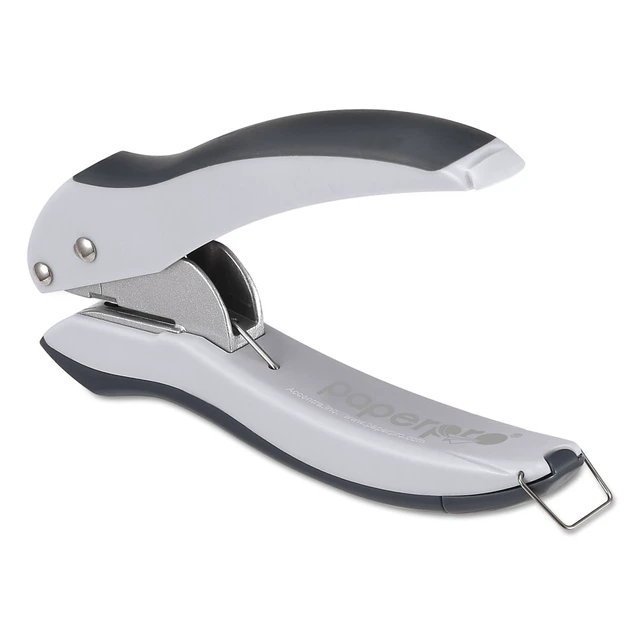 Alt view image 3 of 6 - Office EZ Squeeze One-Hole Punch, 10 Sheet Capacity, Lightweight, Gray/Blue (2402)