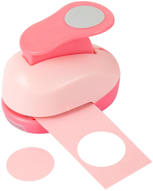 Main image of Circle Paper Punch, 1 Inch, Hole Puncher, Pink, Craft Tool for Scrapbooking, Card Making, Circular,Shape Cutter, Sticker Maker