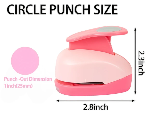 Alt view image 4 of 6 - Circle Paper Punch, 1 Inch, Hole Puncher, Pink, Craft Tool for Scrapbooking, Card Making, Circular,Shape Cutter, Sticker Maker
