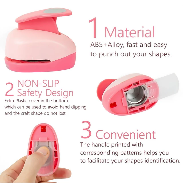 Alt view image 5 of 6 - Circle Paper Punch, 1 Inch, Hole Puncher, Pink, Craft Tool for Scrapbooking, Card Making, Circular,Shape Cutter, Sticker Maker