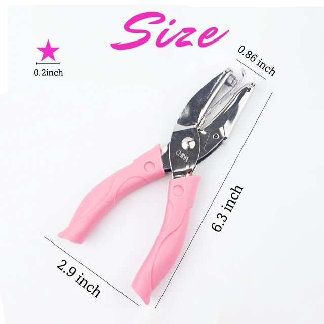 Alt view image 2 of 7 - Star Shape Hole Handhold Single Paper Hole Punch for Paper and Crafts, 1/4 inch Puncher with Pink Soft Thick Silicone Cover