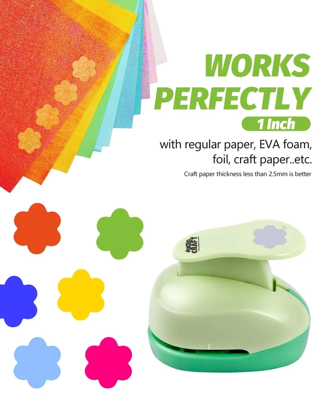 Alt view image 2 of 7 - Flower Hole Punch 1 inch Flower Punches for Paper Crafts Scrapbooking | Flower Paper Punches for Crafting, Hole Punch Shape Flower, Craft Lever Punch for Card Making, Easy to Use, Clean Cut