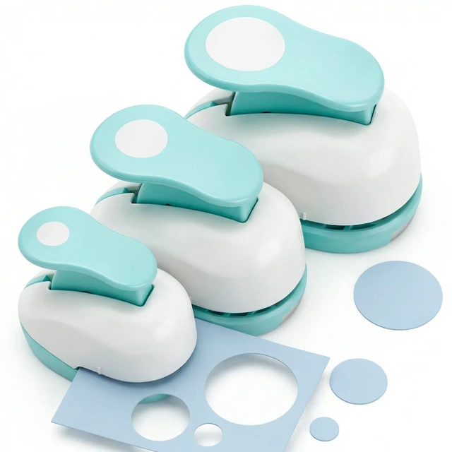 Main image of 3PCS Circle Hole Punch Set, 1, 5/8, 3/8 Inch Paper Craft Cutters | Blue, Precision Lever Punches for 70g-120g Paper, for Scrapbooking, Card Making, Junk Journals, and DIY Photo Albums