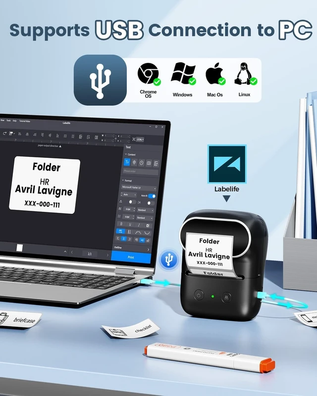 Alt view image 7 of 7 - M108 Bluetooth Label Maker Machine, 2 Inch Portable Thermal Printer | Sticker Printer Easy to Use for Small Business, School, Office, Black