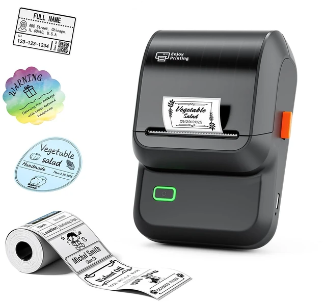 Main image of Label Makers, Portable Bluetooth Thermal Label Printer, Glossy Black | App with 6K+ Templates, Wide Waterproof Stickers, 2 Inch Sticker Printer, Easy to Use for Business, Home, School, Office