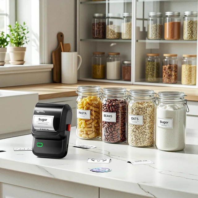 Alt view image 3 of 7 - Label Makers, Portable Bluetooth Thermal Label Printer, Glossy Black | App with 6K+ Templates, Wide Waterproof Stickers, 2 Inch Sticker Printer, Easy to Use for Business, Home, School, Office