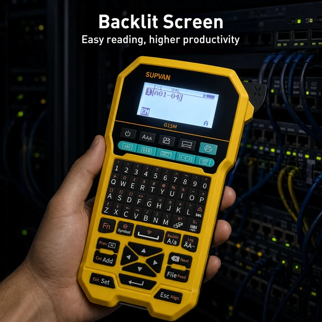Alt view image 6 of 7 - G15M Keyboard & Bluetooth Label Maker Machine | Heat Shrink & Multi-Labels, Rechargeable, Minimal Margin, 3 Cable Keys, LCD Backlit,Thermal Transfer, Industrial & Office ID