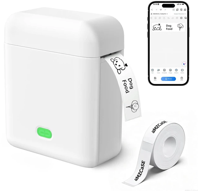 Main image of L12 Label Maker Machine with 1 Tape, Bluetooth Label Printer, White | Creative App & Multiple Templates, Inkless Printing, Built-in Cutter, Ideal for Home/Kitchen/School/Office Organization