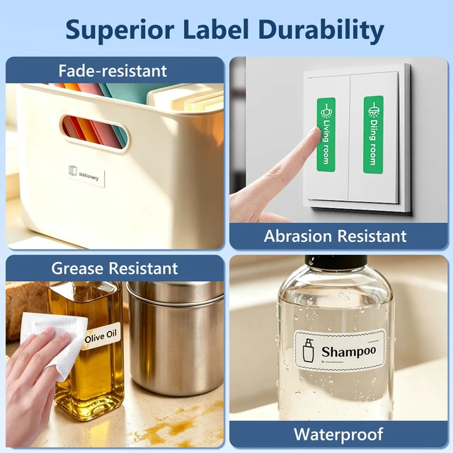 Alt view image 5 of 7 - L12 Label Maker Machine with 1 Tape, Bluetooth Label Printer, White | Creative App & Multiple Templates, Inkless Printing, Built-in Cutter, Ideal for Home/Kitchen/School/Office Organization