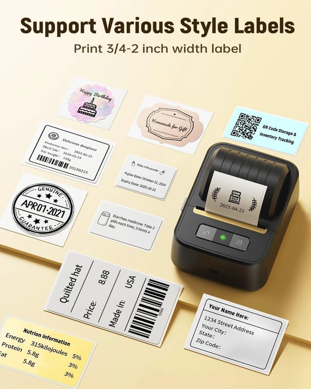 Alt view image 3 of 7 - Label Maker Machine with Tape Portable 2" Label Printer For Small Business | N20 Bluetooth Sticker Printer Barcode Logo Laberler for Home kitchen school organization