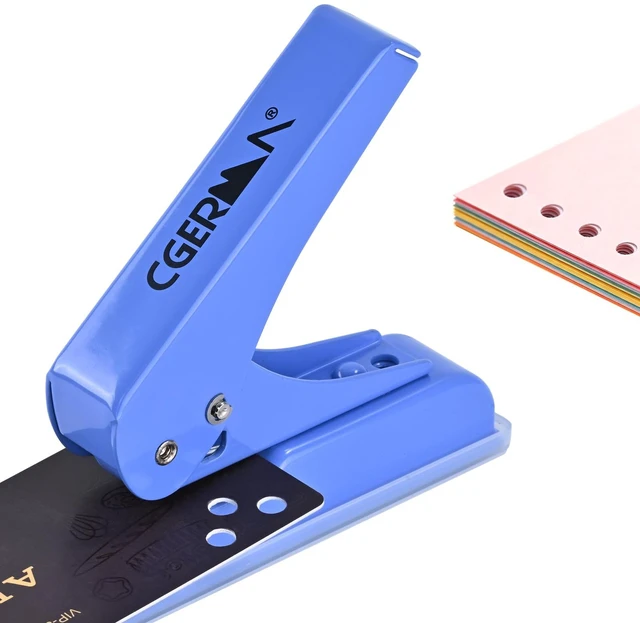 Main image of Heavy Duty Single Hole Punch, 30 Sheet Capacity, 1/4", 60% Labor Savings | 1/4" Hole Punches, Portable Hand Held Paper Punch for Tags, Cards, Plastic & Cardboard ID Cards, Chipboard Art Projects, Blue
