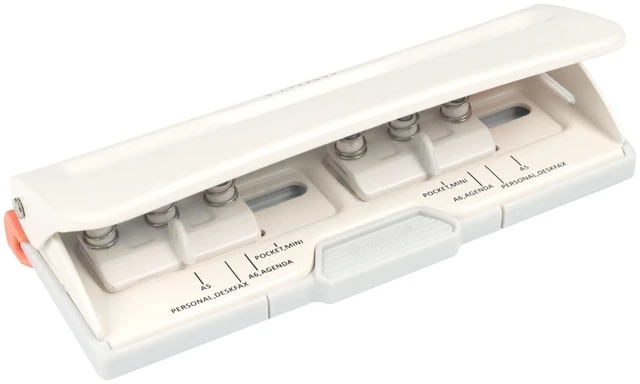 Main image of 6 Hole Punch, 8 Sheet Capacity for Planners and 6 Ring Binders | Adjustable Mini Pocket A3 A4 A5 A6 Agenda Personal Deskfax, Off White