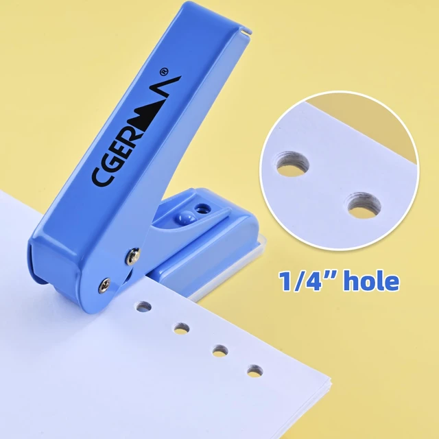 Alt view image 6 of 7 - Heavy Duty Single Hole Punch, 30 Sheet Capacity, 1/4", 60% Labor Savings | 1/4" Hole Punches, Portable Hand Held Paper Punch for Tags, Cards, Plastic & Cardboard ID Cards, Chipboard Art Projects, Blue