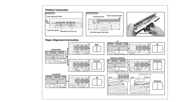 Alt view image 7 of 7 - 6 Hole Punch, 8 Sheet Capacity for Planners and 6 Ring Binders | Adjustable Mini Pocket A3 A4 A5 A6 Agenda Personal Deskfax, Off White