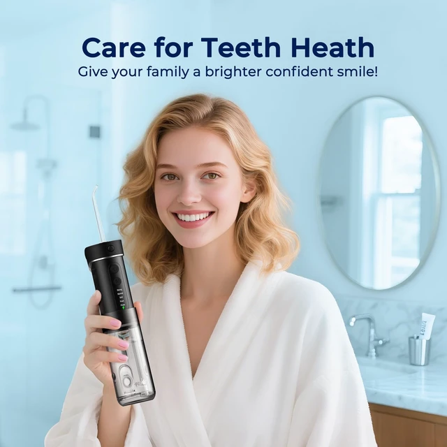 Alt view image 6 of 7 - Portable Water Flosser for Teeth Mini Travel Water Flosser | 5 Custom Modes|5 Nozzles|180ML Tank|Smart Timer|IPX7 Waterproof Cordless Oral Irrigator for Brace & Sensitive Teeth Care