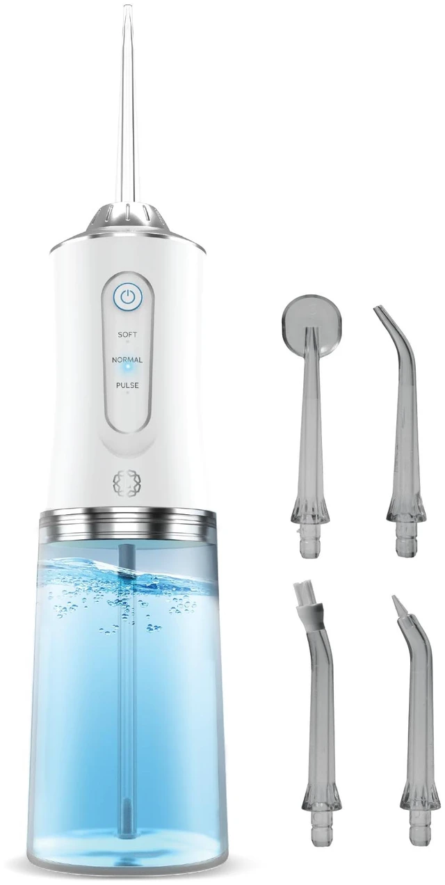 Main image of Aqua Floss Plus Rechargeable Water Flosser, Cordless Oral Irrigator with 4 Replacement Tips, 3 Cleaning Modes, 280 mL Water Tank, Portable Dental Flosser for Teeth, Gums and Braces