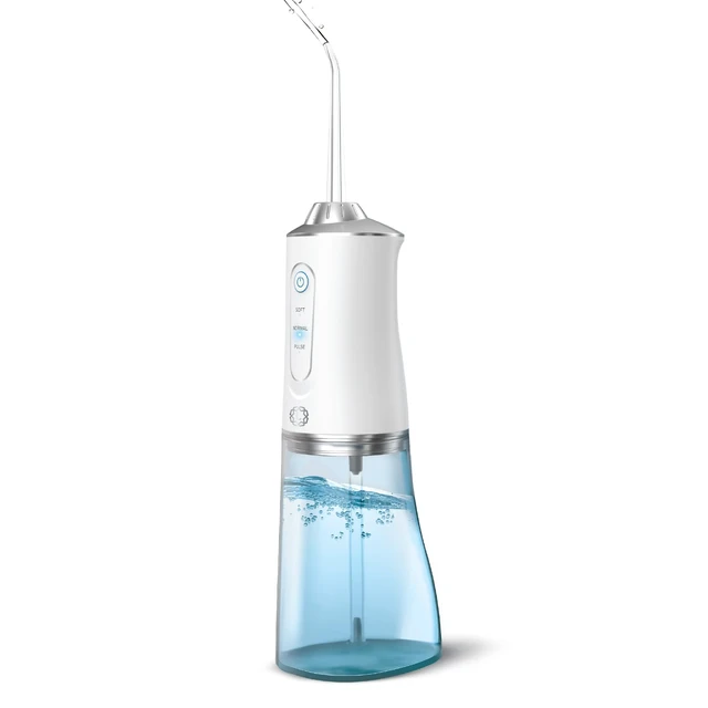Alt view image 2 of 6 - Aqua Floss Plus Rechargeable Water Flosser, Cordless Oral Irrigator with 4 Replacement Tips, 3 Cleaning Modes, 280 mL Water Tank, Portable Dental Flosser for Teeth, Gums and Braces