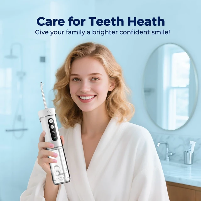 Alt view image 7 of 7 - Portable Water Flosser for Teeth Mini Travel Water Flosser | 5 Custom Modes|5 Nozzles|180ML Tank|Smart Timer|IPX7 Waterproof Cordless Oral Irrigator for Brace & Sensitive Teeth Care