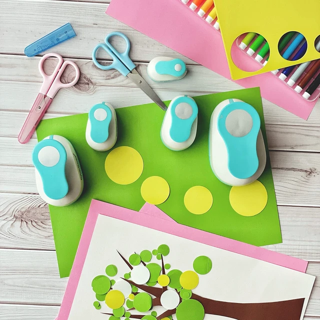 Alt view image 6 of 7 - 5 Circle Paper Punch, Handmade Scrapbook Paper Puncher, Different Size of Scrapbooking Punches Crafting Designs for Office Supplies, Card Making, DIY Albums Photos, Classic White