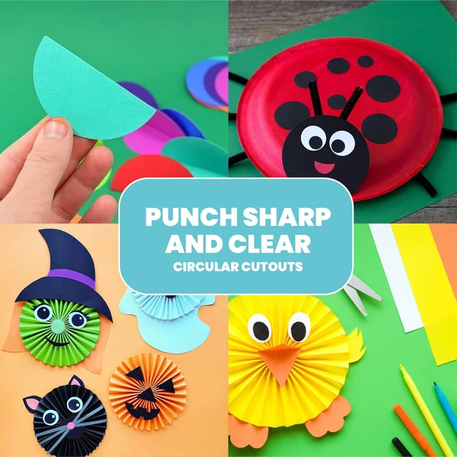 Alt view image 7 of 7 - 5 Circle Paper Punch, Handmade Scrapbook Paper Puncher, Different Size of Scrapbooking Punches Crafting Designs for Office Supplies, Card Making, DIY Albums Photos, Classic White