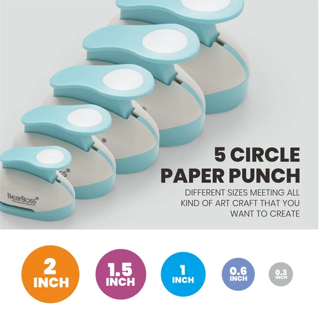 Alt view image 3 of 7 - 5 Circle Paper Punch, Handmade Scrapbook Paper Puncher, Different Size of Scrapbooking Punches Crafting Designs for Office Supplies, Card Making, DIY Albums Photos, Classic White