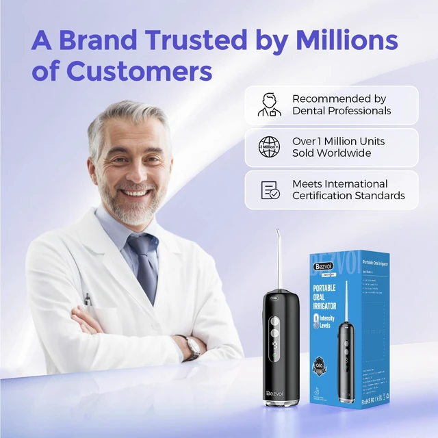 Alt view image 6 of 7 - Mini Water Flosser for Travel, 9 Pressure Settings & 90-Days Battery | Telescopic Wide-Mouth Water Tank, IPX7 Waterproof Portable Water Dental Pick Cordless for Braces, Sensitive Teeth, Black