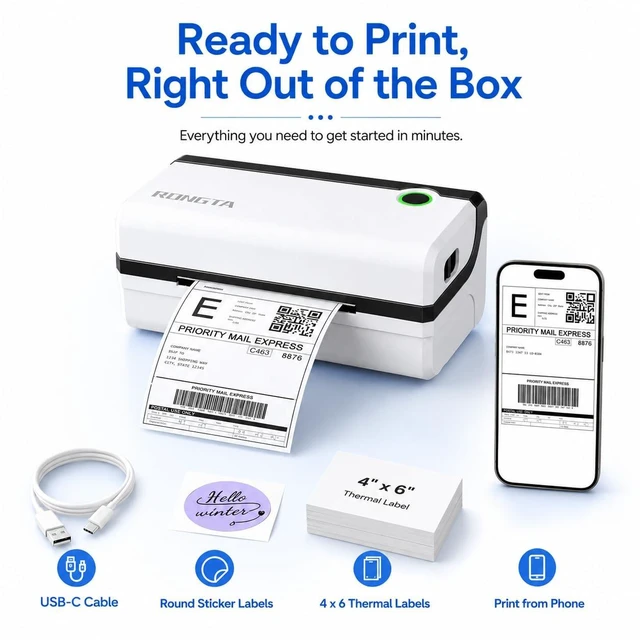 Alt view image 5 of 6 - Bluetooth Thermal Shipping Label Printer, Wireless 4x6 Shipping Label Printer Packages, Support Android&iPhone and Windows