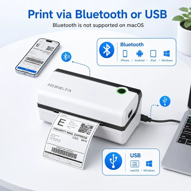 Alt view image 2 of 6 - Bluetooth Thermal Shipping Label Printer, Wireless 4x6 Shipping Label Printer Packages, Support Android&iPhone and Windows