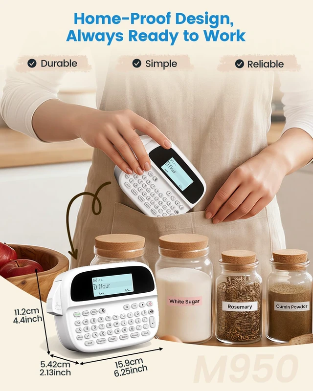 Alt view image 7 of 7 - Label Maker Machine with Tapes, M950 Bluetooth Waterproof Labeler 5 Tapes | Backlit LCD Bluetooth Label Maker Waterproof Labels 12mm, Rechargeable Portable Labeler for Home Office School Kids Teachers
